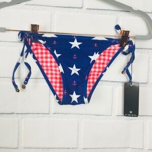 Wildfox Swim Stars Gingham Plaid Reversible Bottom